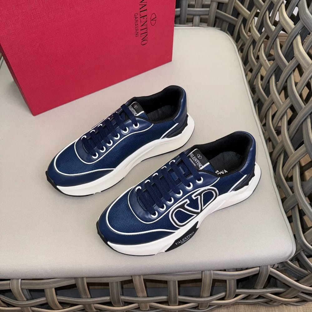 Valentino Garavani - Men's VLogo Blue & White Mesh Sneakers