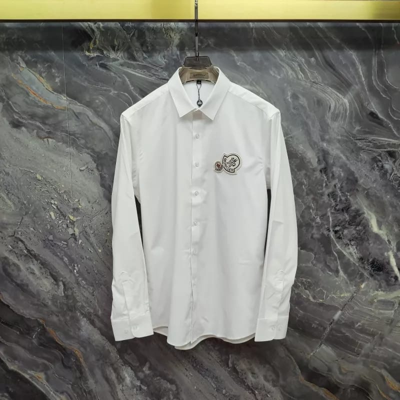 Moncler - Men's White Cotton Poplin Shirt with Logo Patches
