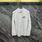 Moncler - Men's White Cotton Poplin Shirt with Logo Patches