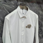 Moncler - Men's White Cotton Poplin Shirt with Logo Patches