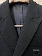 Dolce & Gabbana - Tailored Black Double-Breasted Suit with Metal Logo Detail