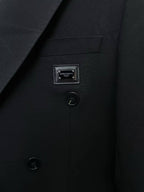 Dolce & Gabbana - Tailored Black Double-Breasted Suit with Metal Logo Detail