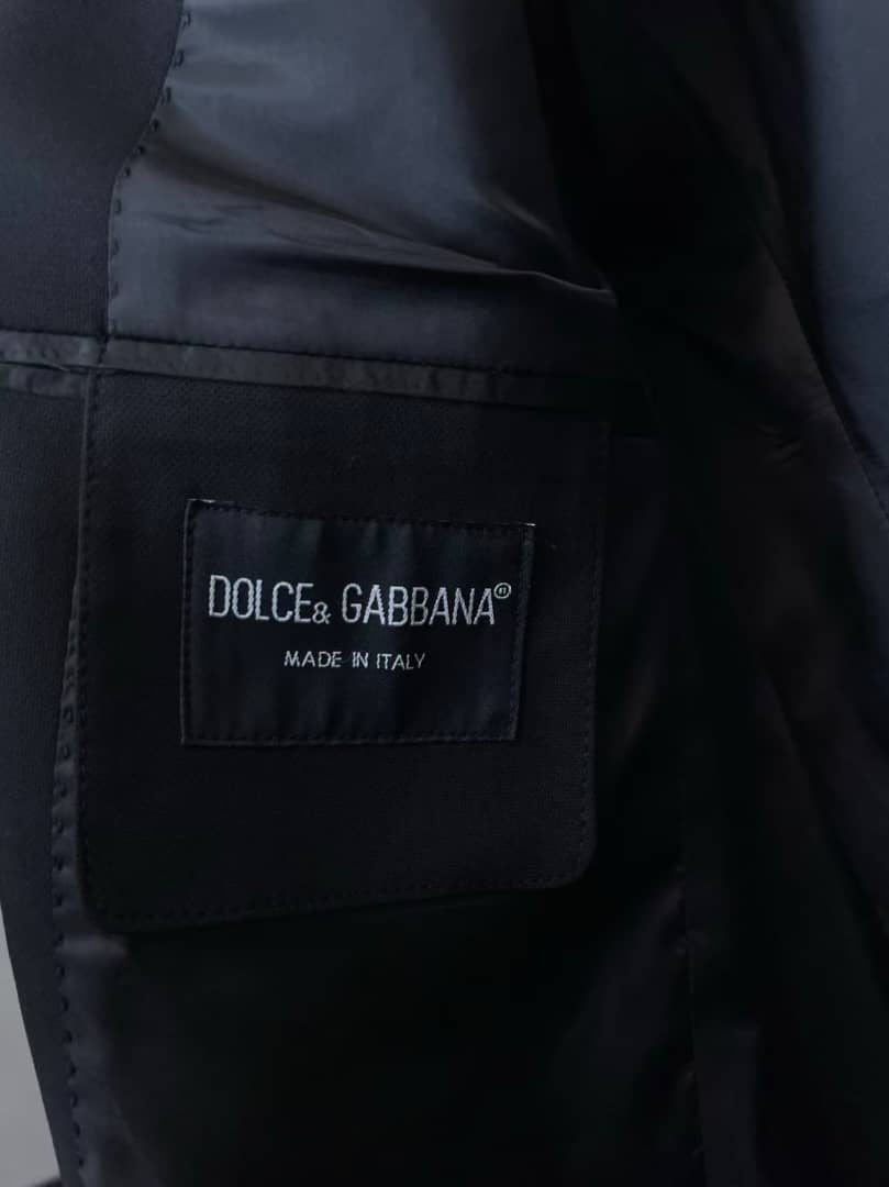 Dolce & Gabbana - Tailored Black Double-Breasted Suit with Metal Logo Detail