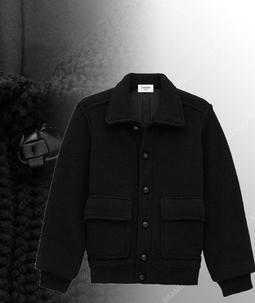 Saint Laurent - Black Knit Button-Front Jacket with Pockets