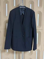 Jil Sander - Midnight Wool Collarless Black Blazer