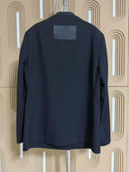 Jil Sander - Midnight Wool Collarless Black Blazer