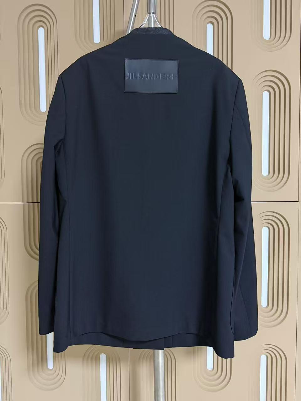 Jil Sander - Midnight Wool Collarless Black Blazer