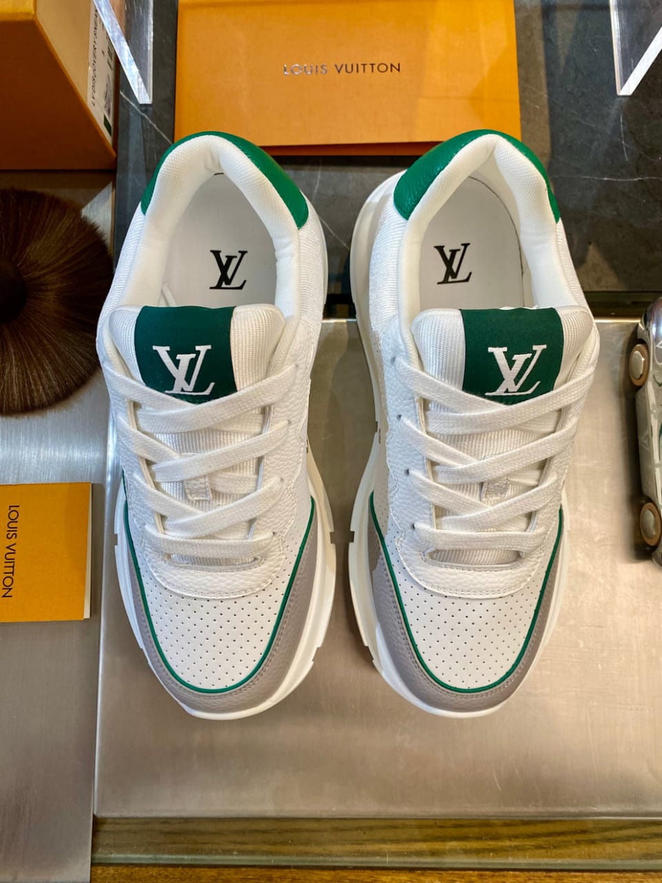 Louis Vuitton - Run Away Sneaker | White & Emerald Green