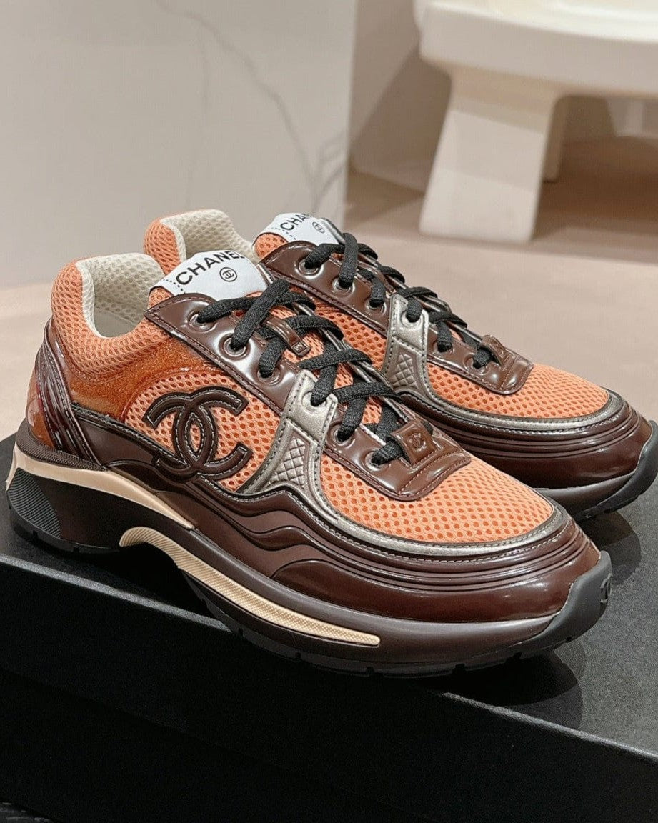 Chanel - Mixed-Media Mesh & Patent Sneakers