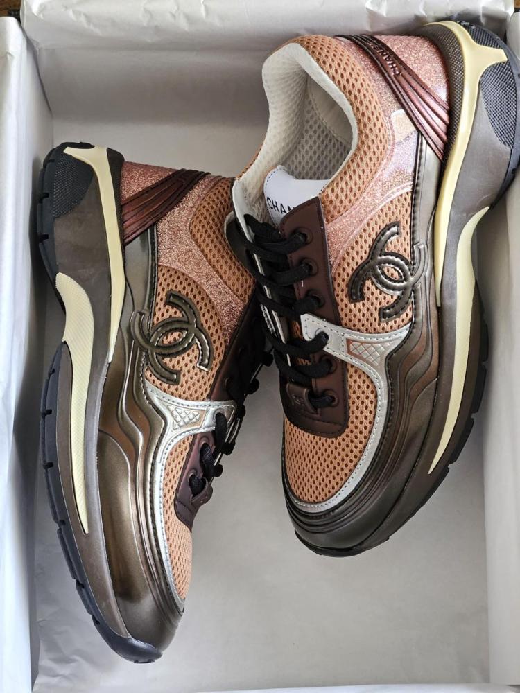 Chanel - Mixed-Media Mesh & Patent Sneakers