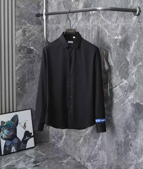 Burberry - Black Cotton Shirt with Iconic Stripe & Logo Cuff