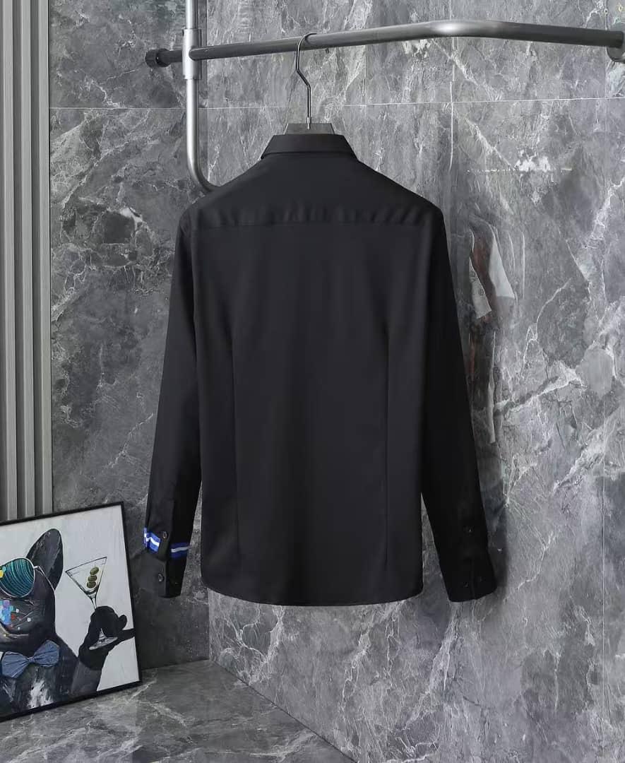 Burberry - Black Cotton Shirt with Iconic Stripe & Logo Cuff