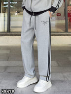 Prada - Milano Embroidered Cotton Jersey Tracksuit Set | Heather Grey & Black