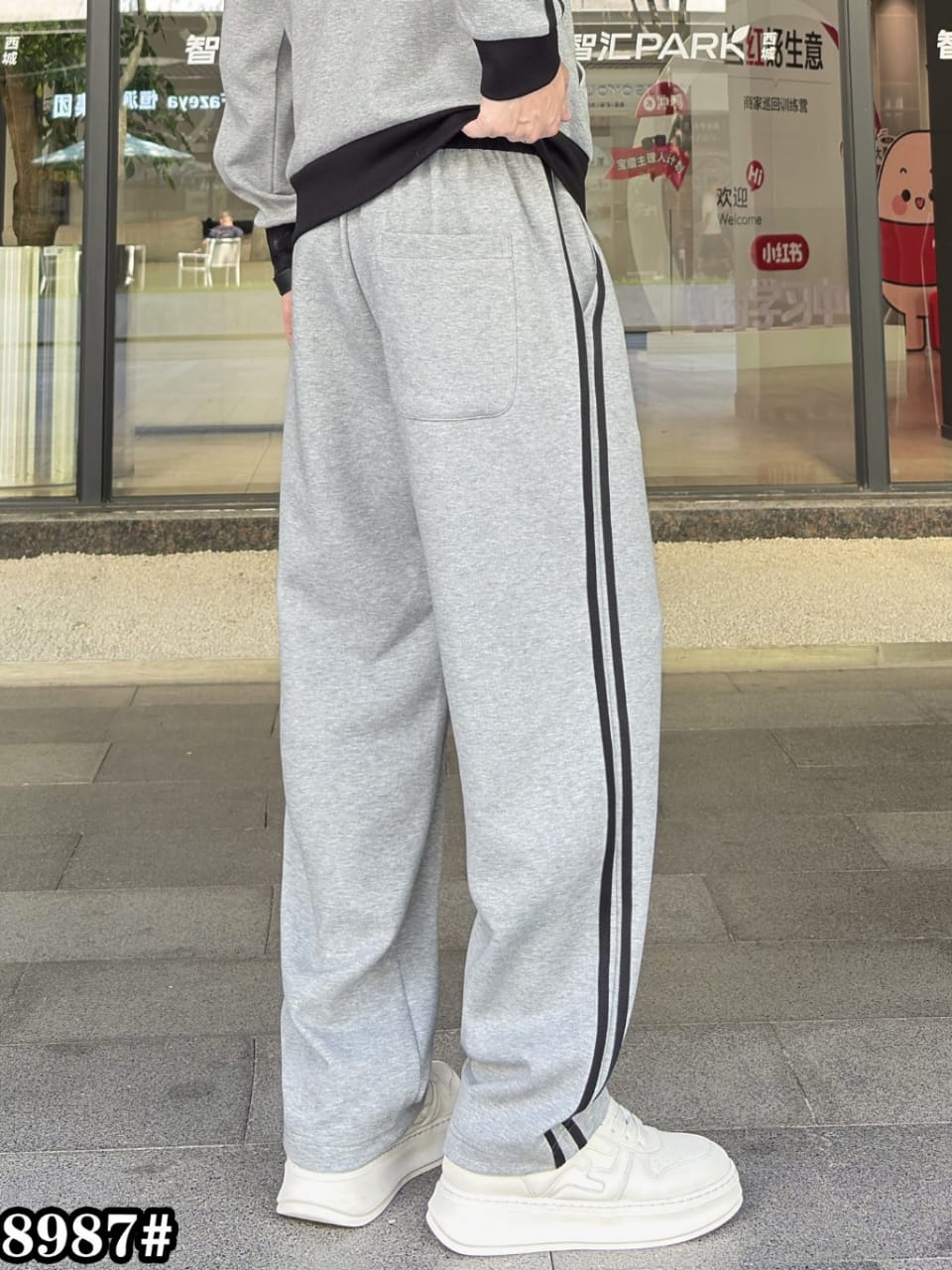 Prada - Milano Embroidered Cotton Jersey Tracksuit Set | Heather Grey & Black