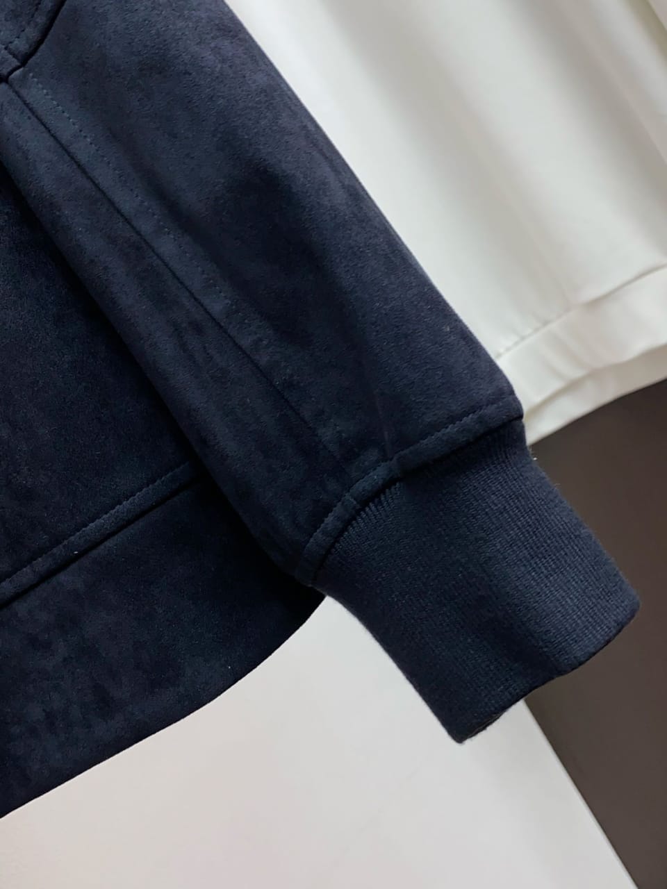 Brunello Cucinelli - Navy Suede Hooded Zip-Up Jacket