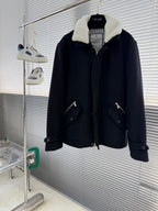 Brunello Cucinelli - Shearling-Trimmed Wool Aviator Jacket in Black