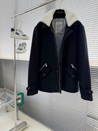 Brunello Cucinelli - Shearling-Trimmed Wool Aviator Jacket in Black