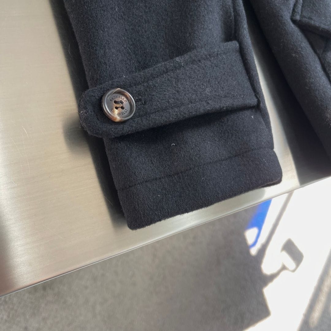 Brunello Cucinelli - Shearling-Trimmed Wool Aviator Jacket in Black