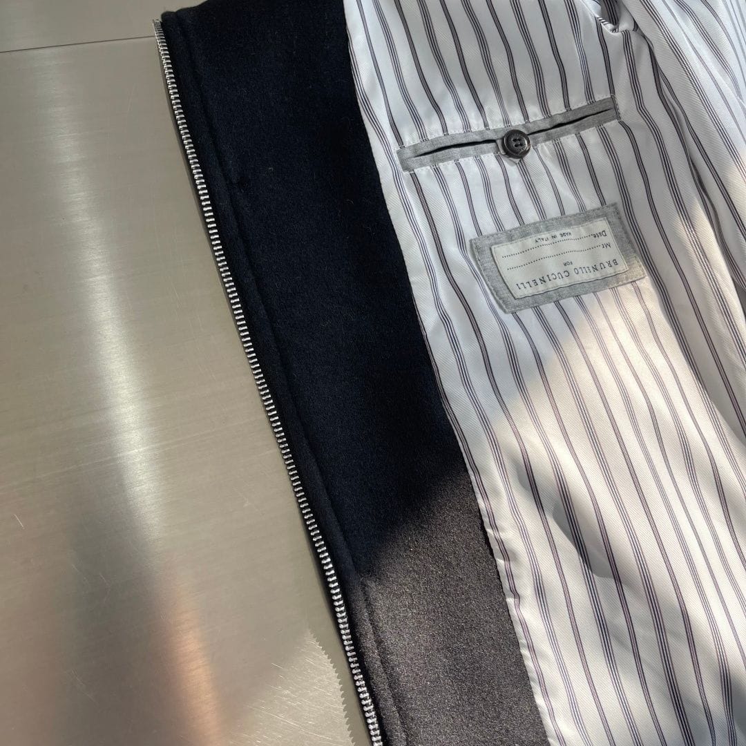 Brunello Cucinelli - Shearling-Trimmed Wool Aviator Jacket in Black