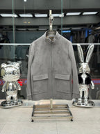 Loro Piana - Soft Suede Zip-Front Field Jacket - Dove Grey