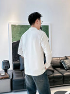 Dior - White 'CD' & Bee Embroidery Mock Neck Long-Sleeve T-Shirt