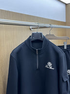 Loro Piana - Crest-Embroidered Half-Zip Cargo Tracksuit Set - Black