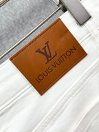 Louis Vuitton - Embellished Monogram White Denim Jeans