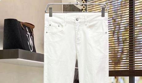 Louis Vuitton - Embellished Monogram White Denim Jeans