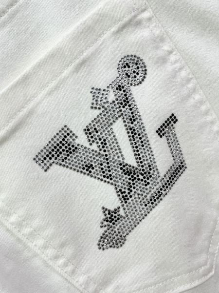 Louis Vuitton - Embellished Monogram White Denim Jeans