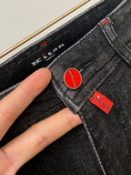 Kiton Napoli - Tailored Dark Wash Denim with Signature Red Accents