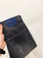 Kiton Napoli - Tailored Dark Wash Denim with Signature Red Accents