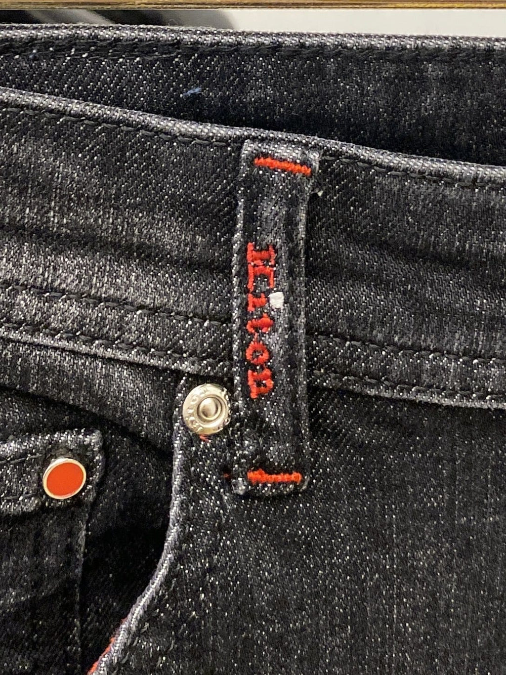 Kiton Napoli - Tailored Dark Wash Denim with Signature Red Accents