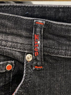 Kiton Napoli - Tailored Dark Wash Denim with Signature Red Accents