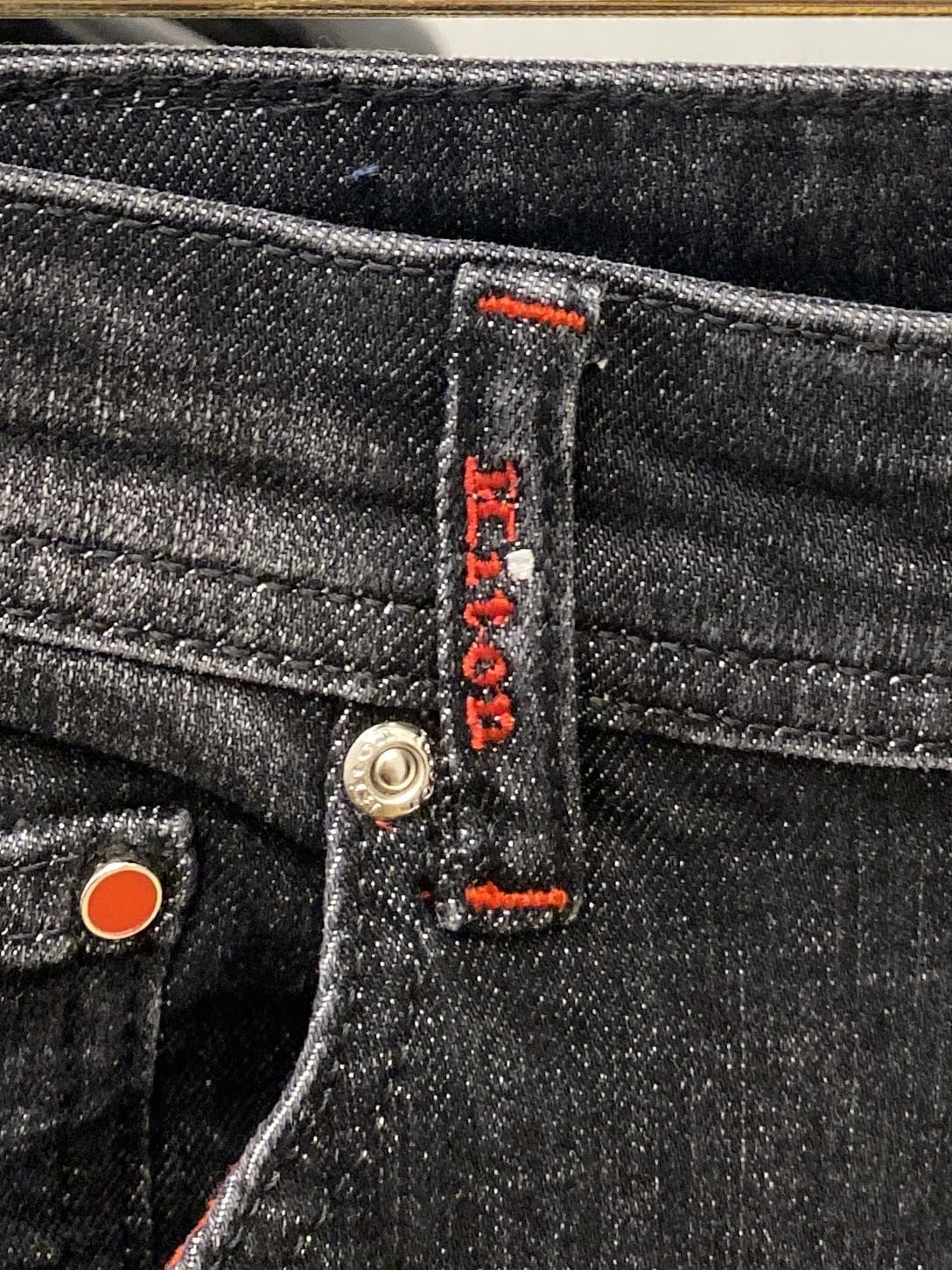 Kiton Napoli - Tailored Dark Wash Denim with Signature Red Accents