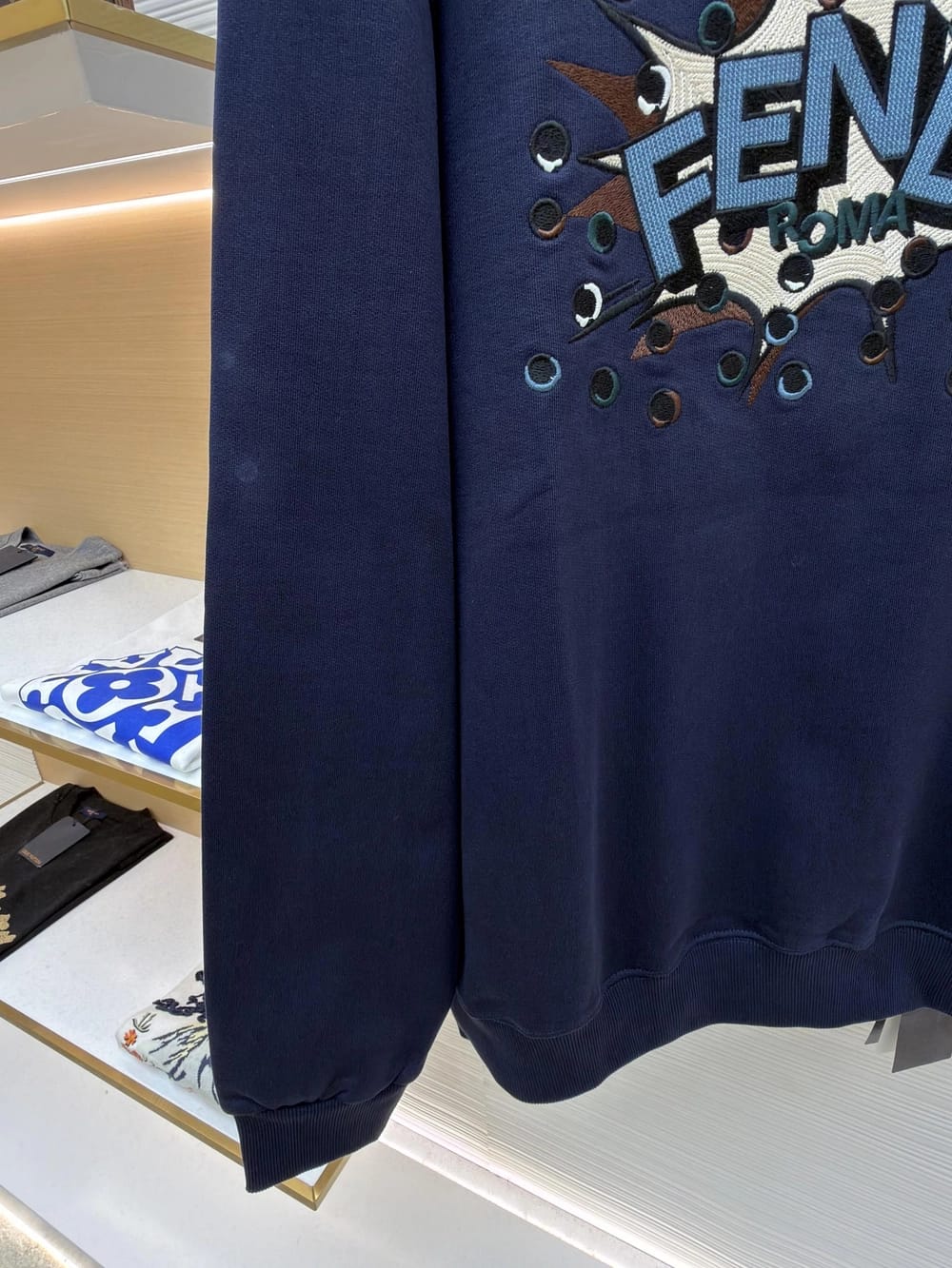 Fendi Roma - Pop Art Comic Motif Crewneck Sweatshirt – Navy Blue
