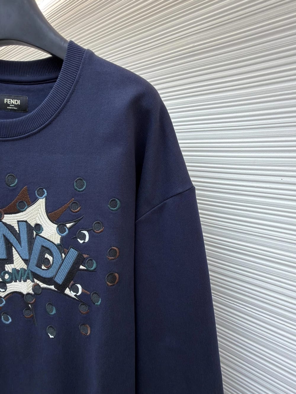 Fendi Roma - Pop Art Comic Motif Crewneck Sweatshirt – Navy Blue