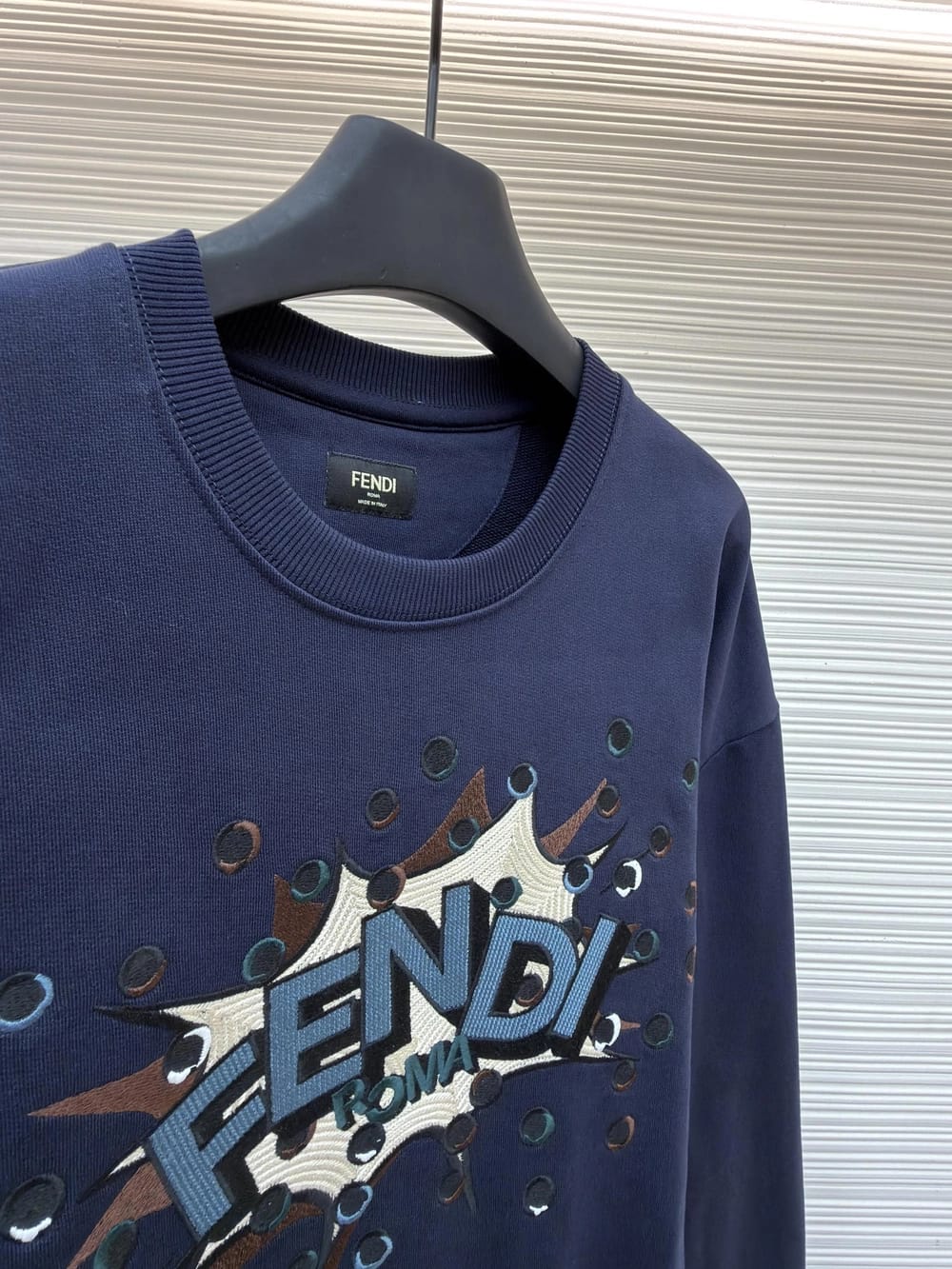 Fendi Roma - Pop Art Comic Motif Crewneck Sweatshirt – Navy Blue