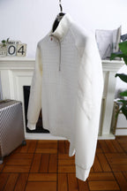 Kiton - White Cable Knit Quarter-Zip