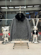 Loro Piana - Grey Mélange Cashmere-Blend Blouson with Fur Collar