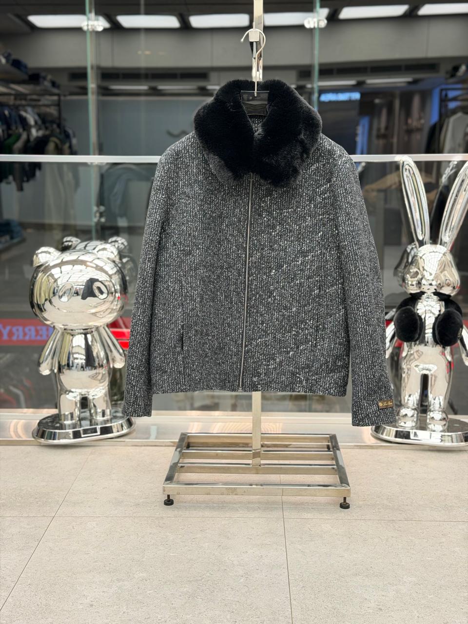 Loro Piana - Grey Mélange Cashmere-Blend Blouson with Fur Collar