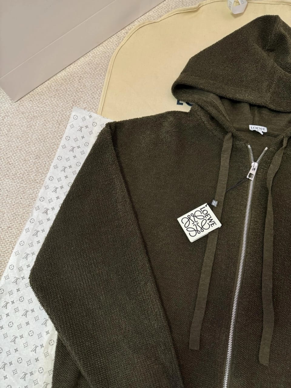 Loewe - Anagram Zip-Up Hoodie in Dark Olive Green