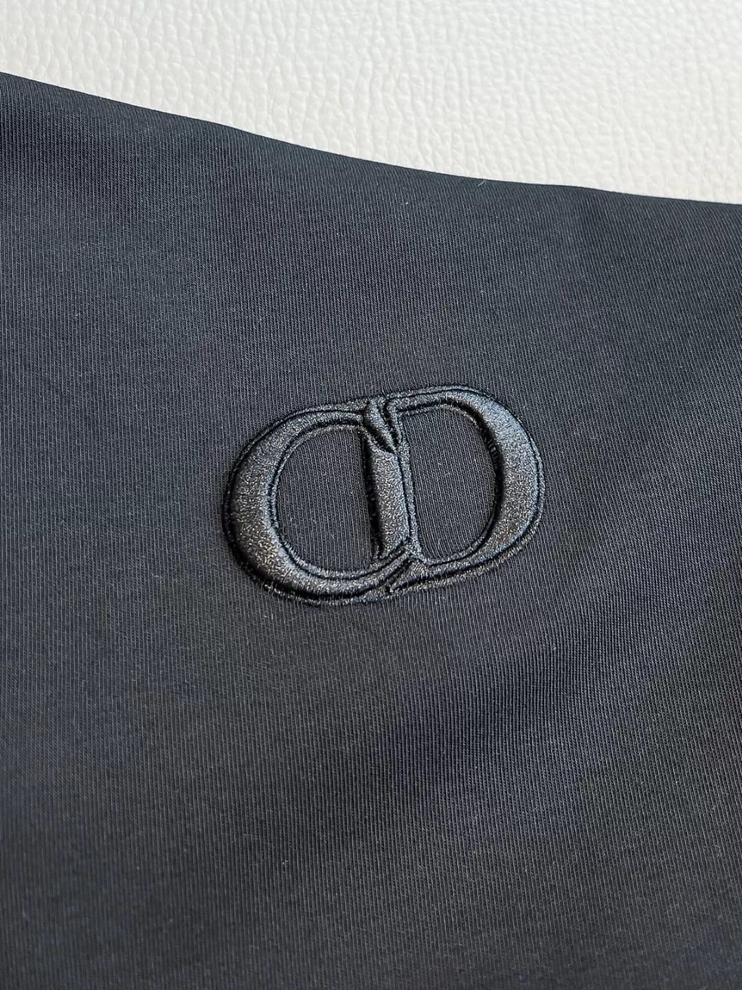 Dior - Black Mock Neck Long-Sleeve T-Shirt with Gold Bee and Tonal CD Embroidery