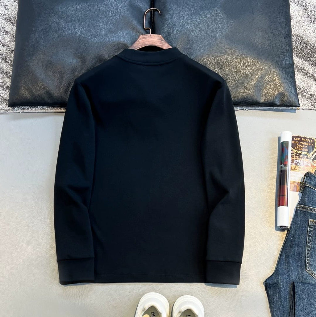 Dior - Black Mock Neck Long-Sleeve T-Shirt with Gold Bee and Tonal CD Embroidery