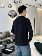Dior - Black Mock Neck Long-Sleeve T-Shirt with Gold Bee and Tonal CD Embroidery