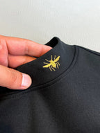 Dior - Black Mock Neck Long-Sleeve T-Shirt with Gold Bee and Tonal CD Embroidery