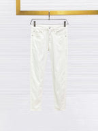Versace - Men's White Slim-Fit Jeans with Gold Medusa Embroidery