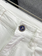 Versace - Men's White Slim-Fit Jeans with Gold Medusa Embroidery