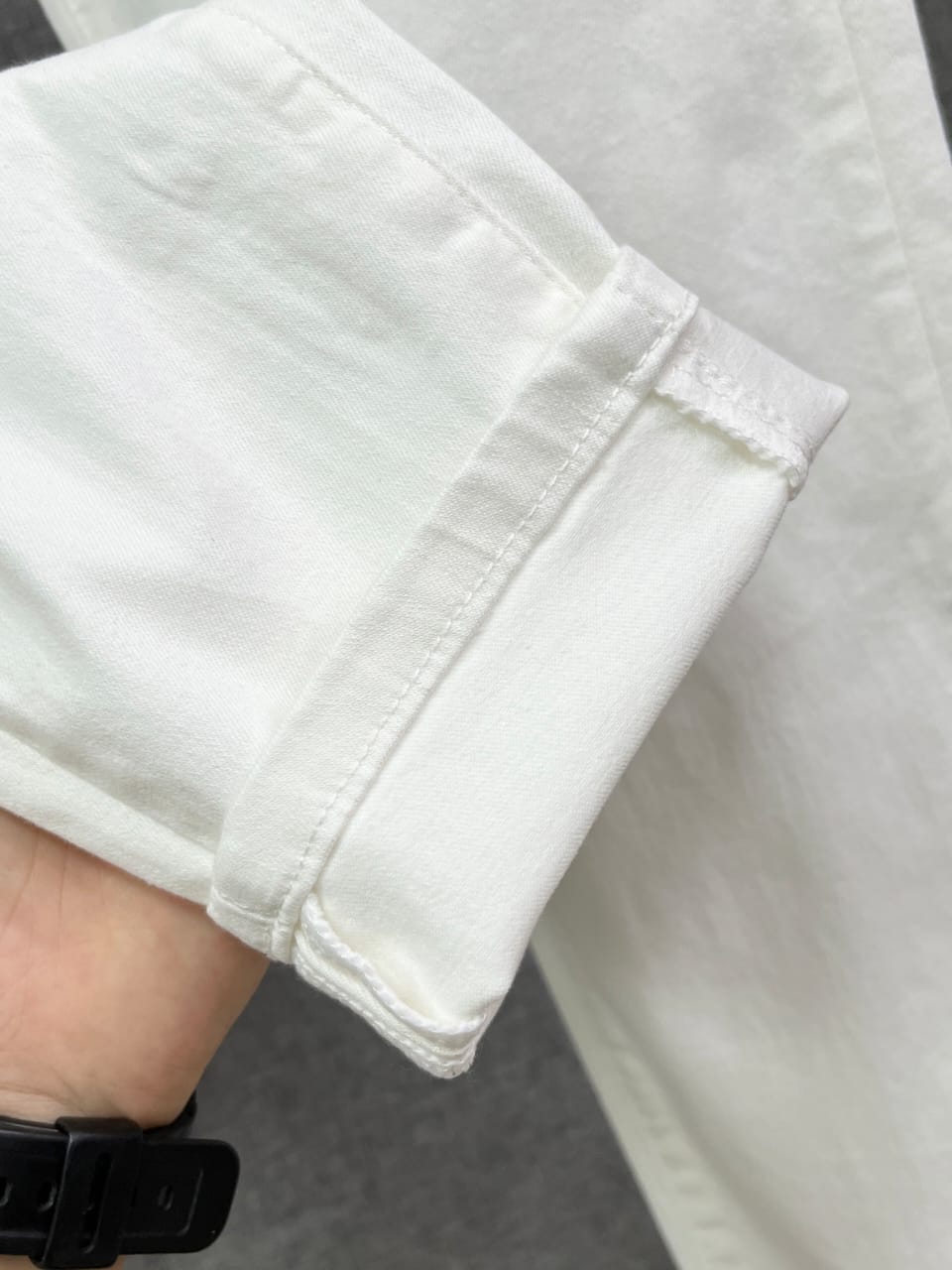 Versace - Men's White Slim-Fit Jeans with Gold Medusa Embroidery