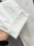 Versace - Men's White Slim-Fit Jeans with Gold Medusa Embroidery