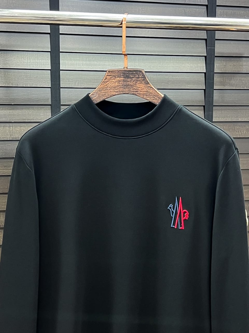 Moncler Tricolor Logo Crewneck Sweatshirt - Black
